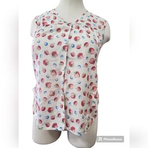 Vintage Snap-front Bib Printed in Strawberries and Blueberries